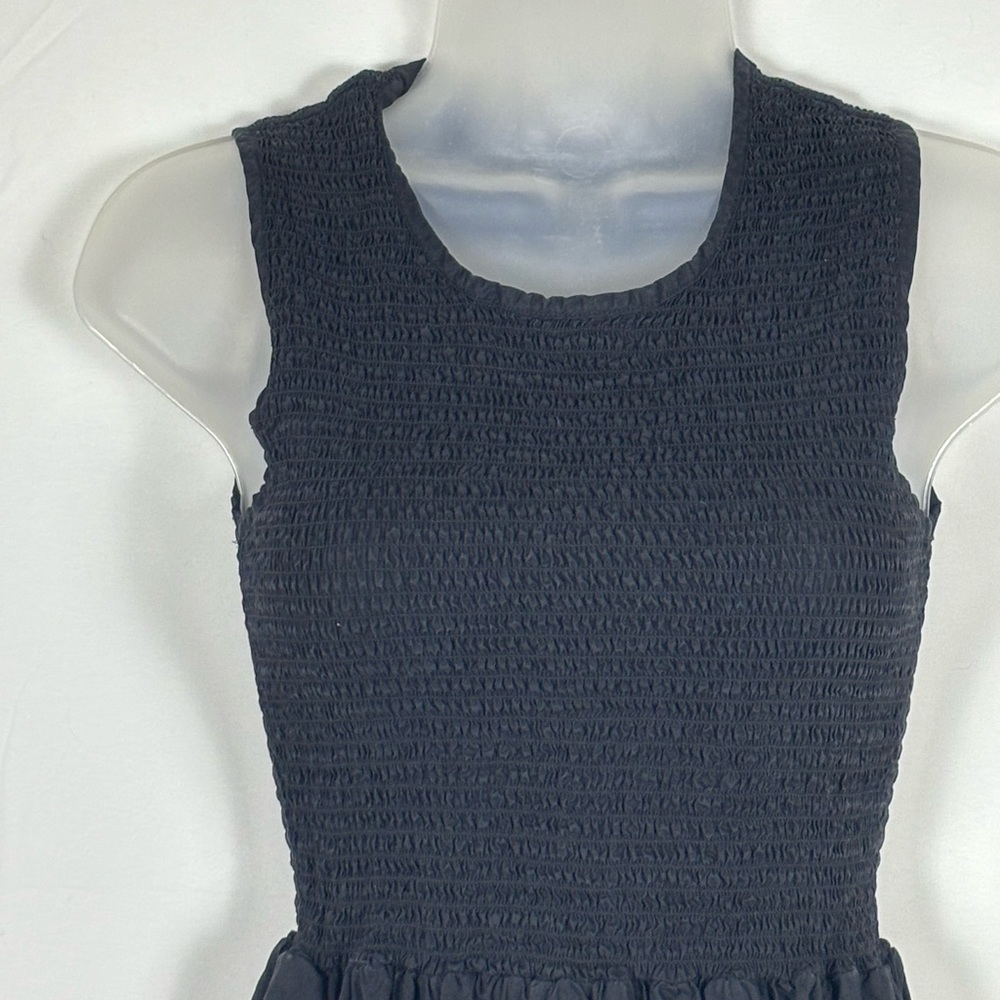French Connection Midi Dress Smocked Black Size 2 - Picture 4 of 10
